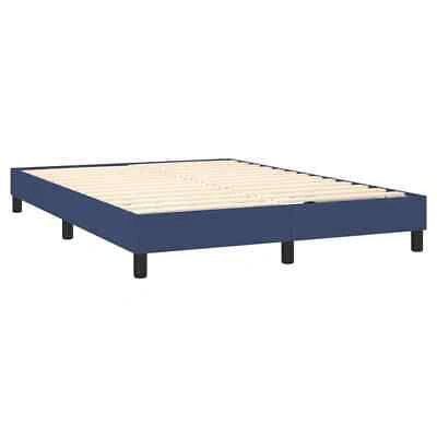 Pre-owned Vidaxl Boxspringbett Mit Matratze & Led Blau 140x200 Cm Stoff