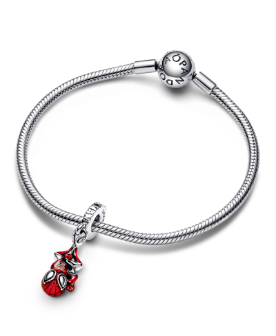 Pandora Sterling Silver Marvel Hanging Spider-man Dangle Charm In Multicolor