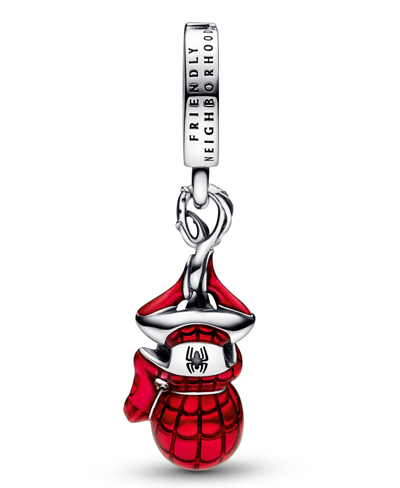 Pandora Sterling Silver Marvel Hanging Spider-man Dangle Charm In Multicolor