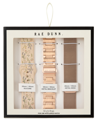 Shop Rae Dunn Women's Rose Gold-tone Mesh, Rose Gold-tone Alloy And Multi Print Silicone Straps Sets Compatible Wi