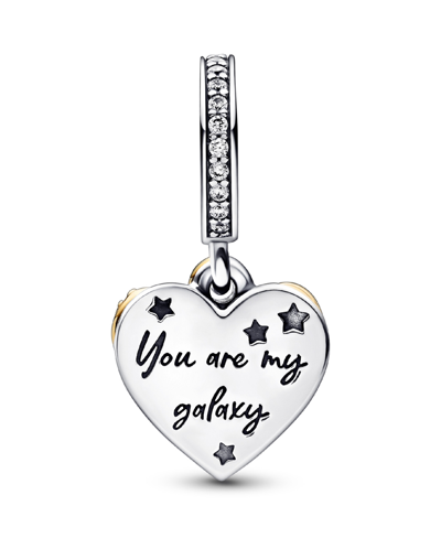 Pandora Cubic Zirconia Shooting Star Hearts Double Dangle Charm In Clear