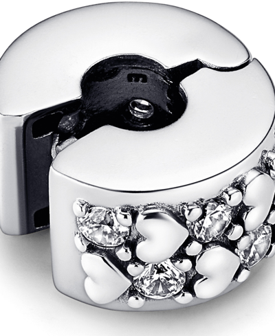 Pandora Cubic Zirconia Infinite Hearts Sparkling Clip Charm In Clear