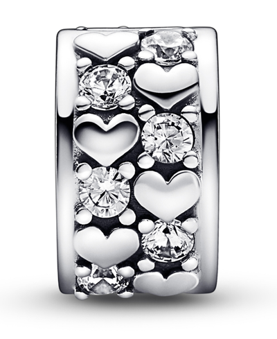Pandora Cubic Zirconia Infinite Hearts Sparkling Clip Charm In Clear
