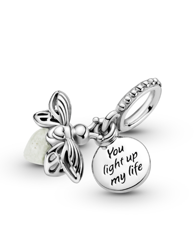 Pandora Sterling Silver Glow-in-the-dark Firefly Dangle Charm In Green