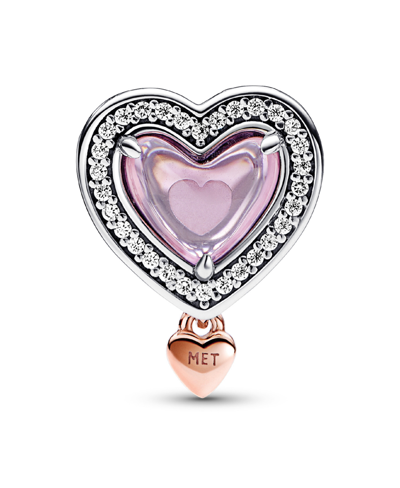 Pandora Cubic Zirconia Two-tone Openwork Mom Heart Charm In Pink