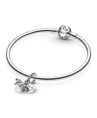 Pandora Sterling Silver Glow-in-the-dark Firefly Dangle Charm In Green