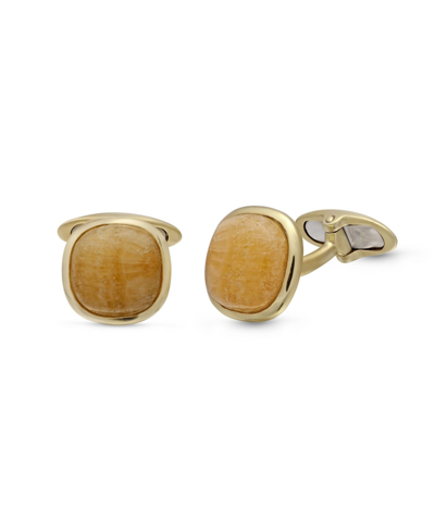 Shop Luvmyjewelry Yellow Lace Agate Gemstone Yellow Gold Plated Sterling Silver Men Cufflinks