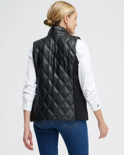 Shop Chico's Faux Leather Quilted Vest In Black Size Small |