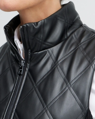 Shop Chico's Faux Leather Quilted Vest In Black Size Xxl |