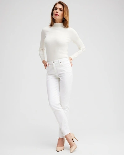 Chico's No Stain Girlfriend Fray Hem Ankle Jeans In White