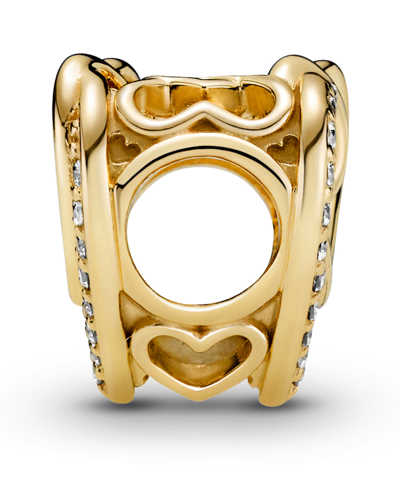 Pandora 14k Gold Plated Sparkling Entwined Hearts Charm In Clear