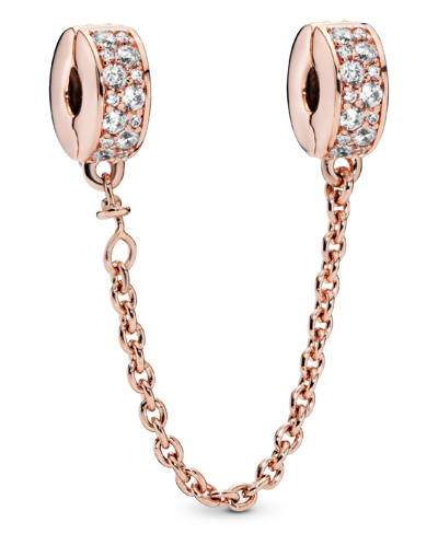 Pandora Sterling Silver Clear Pave Safety Chain Clip Charm In Clear