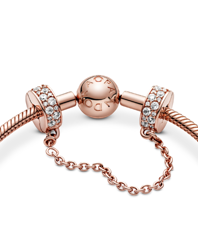 Pandora Sterling Silver Clear Pave Safety Chain Clip Charm In Clear