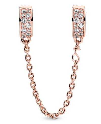 Pandora Sterling Silver Clear Pave Safety Chain Clip Charm In Clear