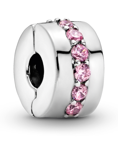 Pandora Cubic Zirconia Pink Sparkling Row Clip Charm In Pink