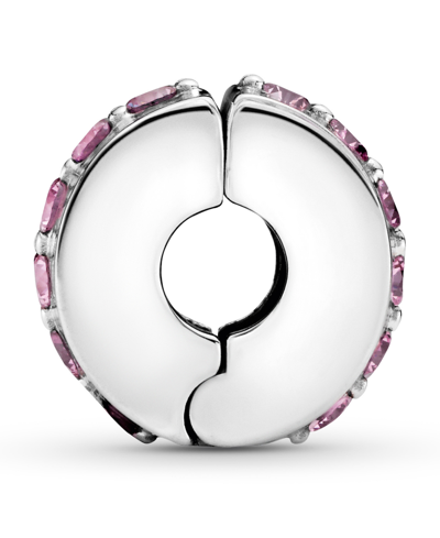 Pandora Cubic Zirconia Pink Sparkling Row Clip Charm In Pink