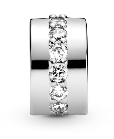 Pandora Cubic Zirconia Clear Sparkling Row Clip Charm In Clear
