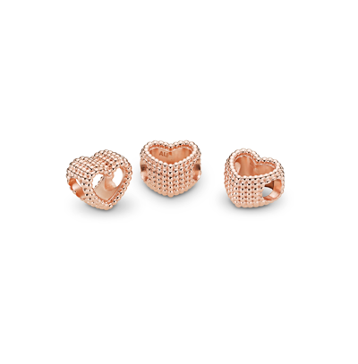 Pandora 14k Rose Gold-plated Beaded Open Heart Charm In No Color