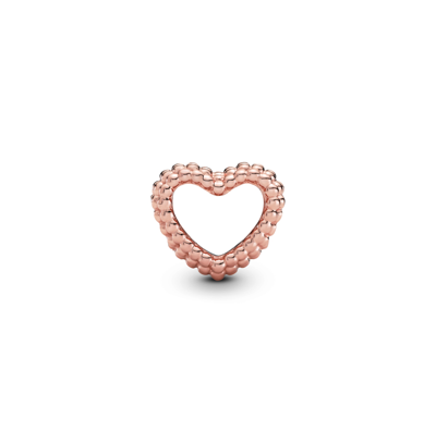 Pandora 14k Rose Gold-plated Beaded Open Heart Charm In No Color