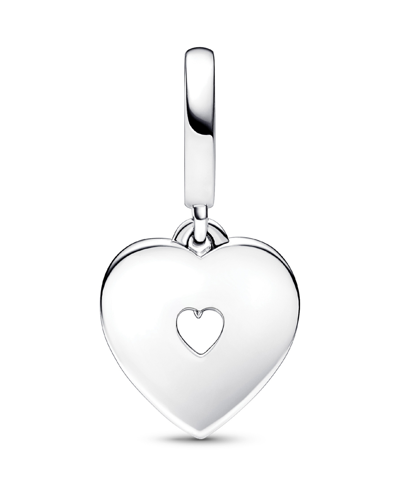 Pandora Mixed Stone Pearlescent White Heart Double Dangle Charm In White