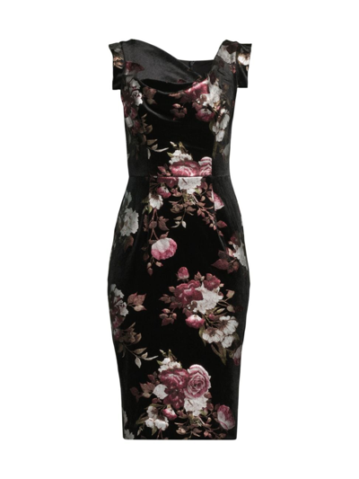 Shop Black Halo Women's Jackie O Floral Midi-dress In Moody Rouge
