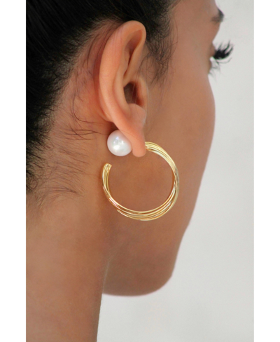 Shop Classicharms Twisted Wave Hoop Earrings In Gold