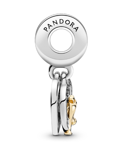 Pandora Cubic Zirconia Two-tone Happy Anniversary Dangle Charm In Clear