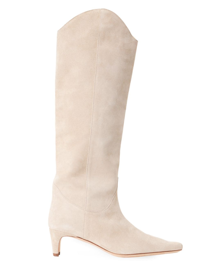 Shop Staud Women's Wally Leather Knee-high Boots In Cream