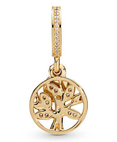Pandora Cubic Zirconia Sparkling Family Tree Dangle Charm In Gold