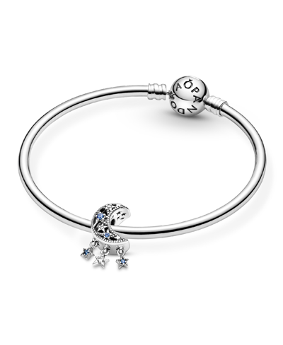 Pandora Moments Sterling Silver Star And Crescent Moon Charm In Multicolor