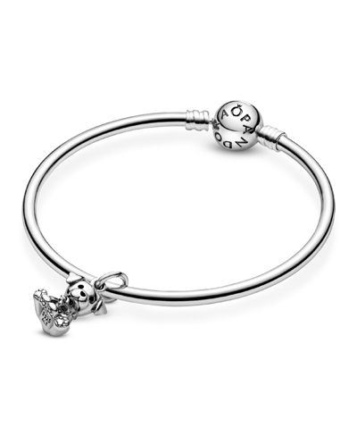 Pandora Sterling Silver Labrador Puppy Dog Dangle Charm In Black