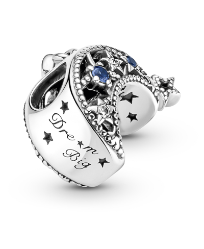 Pandora Moments Sterling Silver Star And Crescent Moon Charm In Multicolor