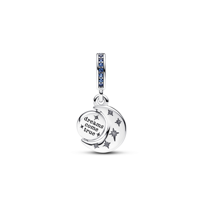 Pandora Cubic Zirconia Moon Spinning Dangle Charm In Blue