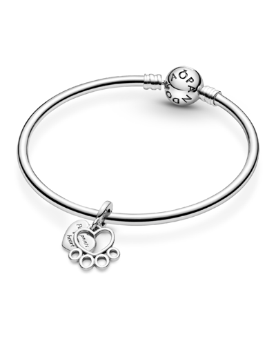 Pandora Sterling Silver Hearts Paw Print Dangle Charm In Silver