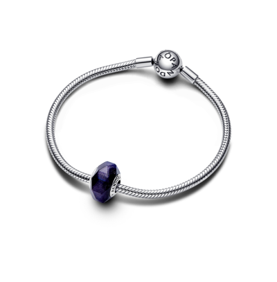 Pandora Sterling Silver Murano Glass Charm In Blue