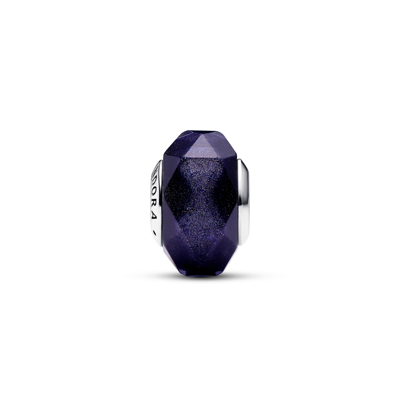 Pandora Sterling Silver Murano Glass Charm In Blue
