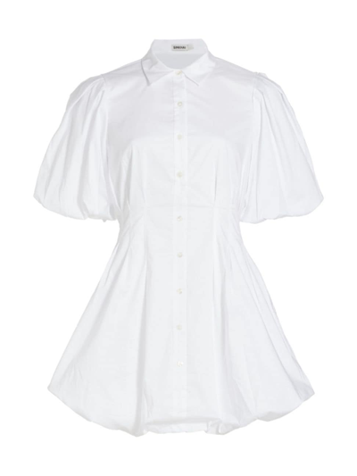 Shop Simkhai Women's Cleo Puff-sleeve Pintuck Minidress In White