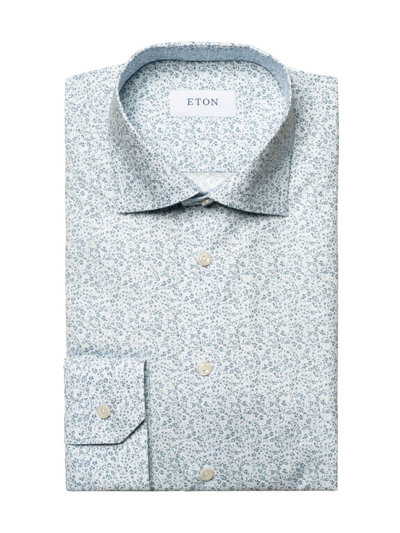 Shop Eton Men's Slim-fit Floral Shirt In Blue