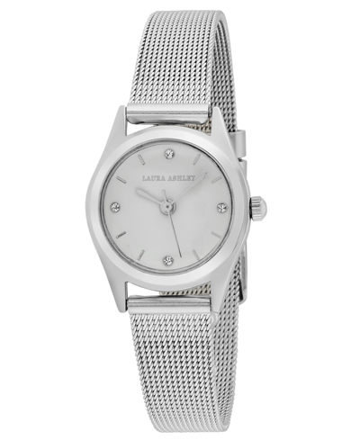 Laura Ashley Women's Quartz Ez Reader Silver-tone Alloy Watch 24mm In Silver