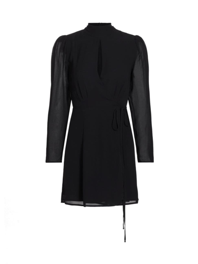 Shop Reformation Women's Ottessa Long-sleeve Surplice Minidress In Black