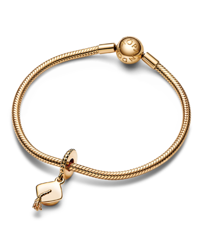 Pandora 14k Gold-plated Unique Metal Blend Graduation Cap Dangle Charm In Gold