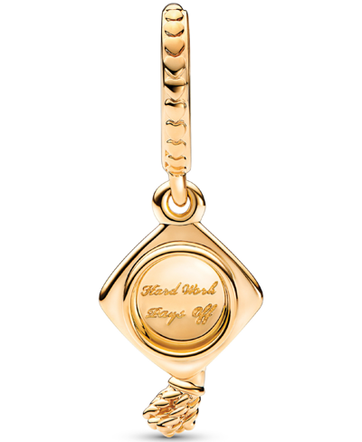 Pandora 14k Gold-plated Unique Metal Blend Graduation Cap Dangle Charm In Gold