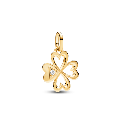 Pandora Me Cubic Zirconia Heart Four-leaf Clover Medallion Charm In Clear