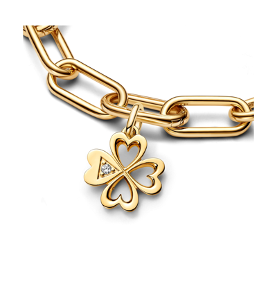 Pandora Me Cubic Zirconia Heart Four-leaf Clover Medallion Charm In Clear