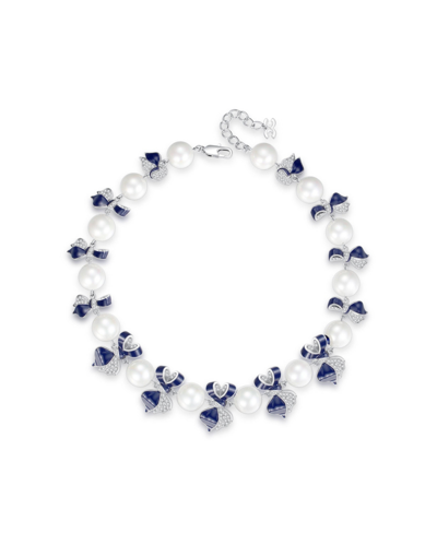Shop Classicharms Blue Enamel Butterfly Necklace In Silver