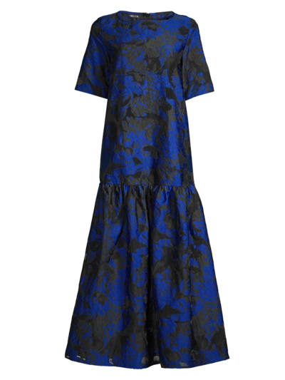 Shop Misook Women's Burnout Jacquard Short-sleeve Maxi Dress In Neutral