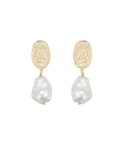 Shop Classicharms Matted Gold Sculpted Oversized Baroque Pearl Drop Earrings
