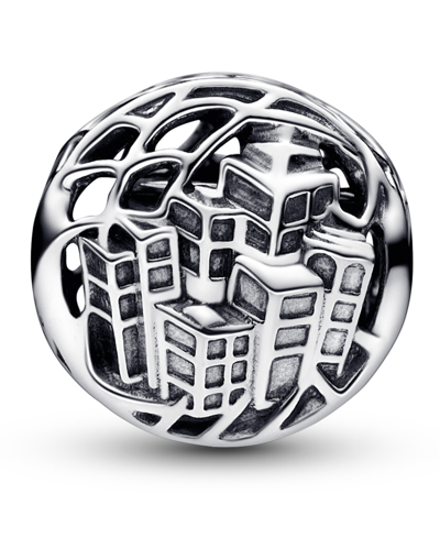 Pandora Sterling Silver Marvel Spider-man Soaring City Charm In Multicolor