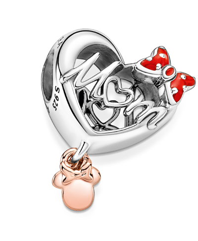 Pandora Sterling Silver Disney Minnie Mouse Mom Heart Charm In Red