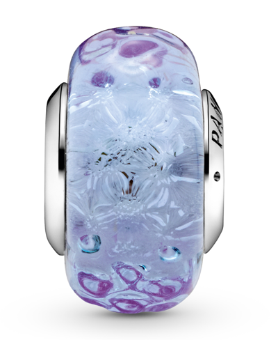 Pandora Sterling Silver Wavy Lavender Murano Glass Charm In Purple